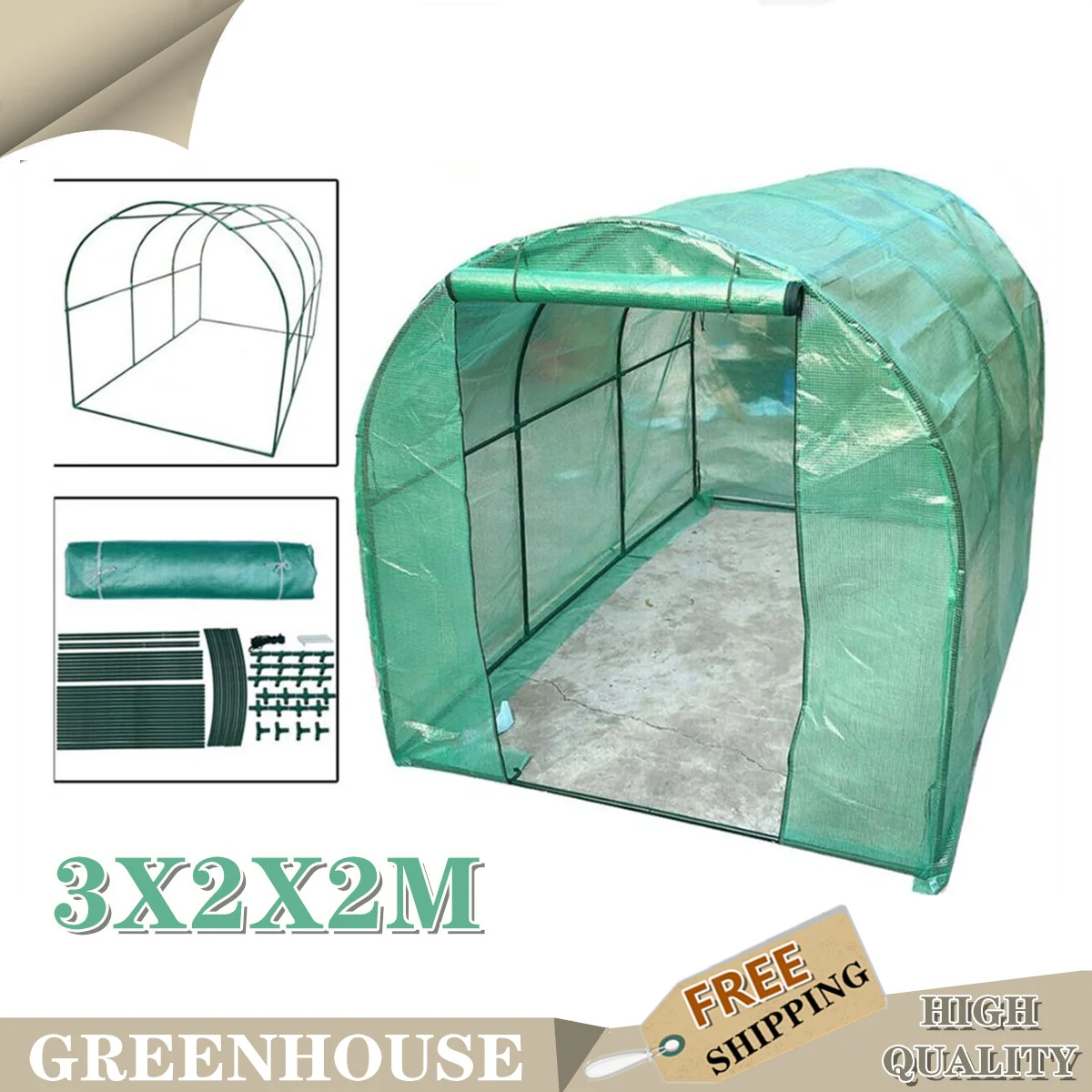 PVC Greenhouse Outdoor Growbag Growhouse Frame &amp Cover Garden Green House Fiver Floors Household Plant 3x2x2m | Дом и сад