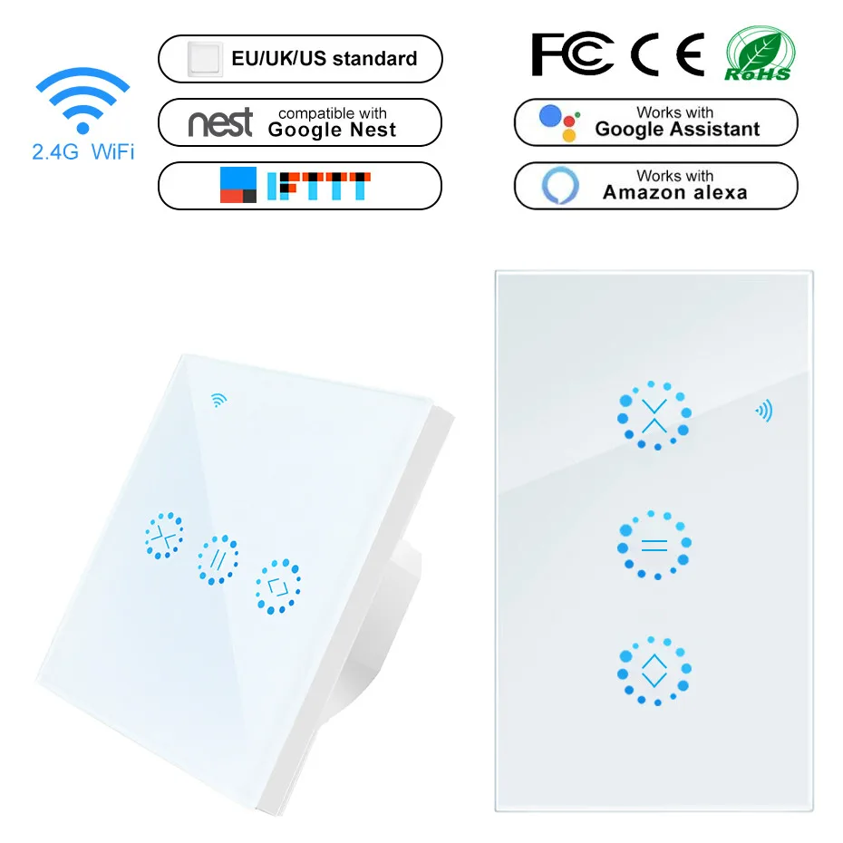 По стандартам ЕС/США Стандартный Smart WiFi сенсорный переключатель 90V 250V AC