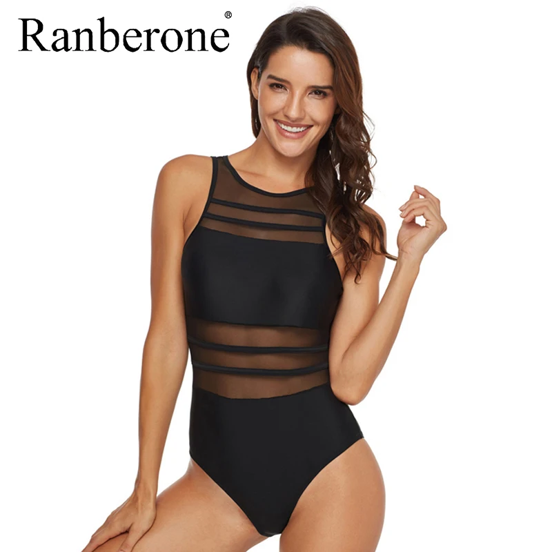 Цельный купальный костюм Женская купальная одежда 2020 Сексуальная сетчатая