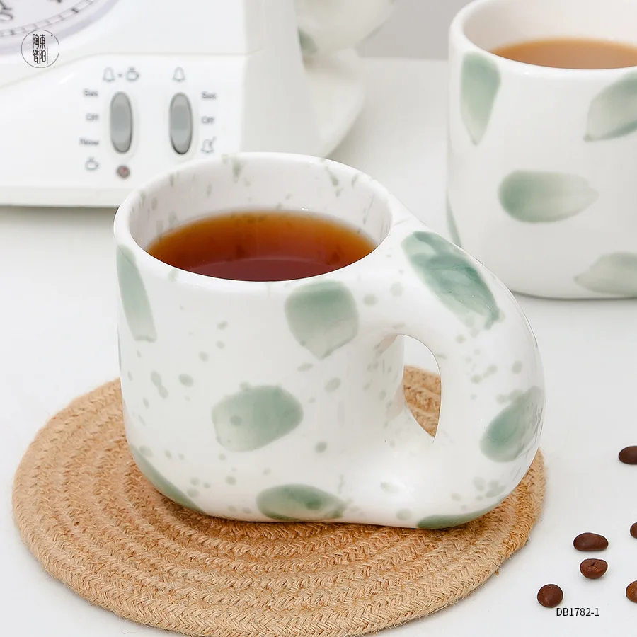 

Splash Ceramic Cup Big Ear Hand Painted Mug Personalized Gift Cup Creative Ceramic Fat Cup Big Belly Cup Office Home with Handle