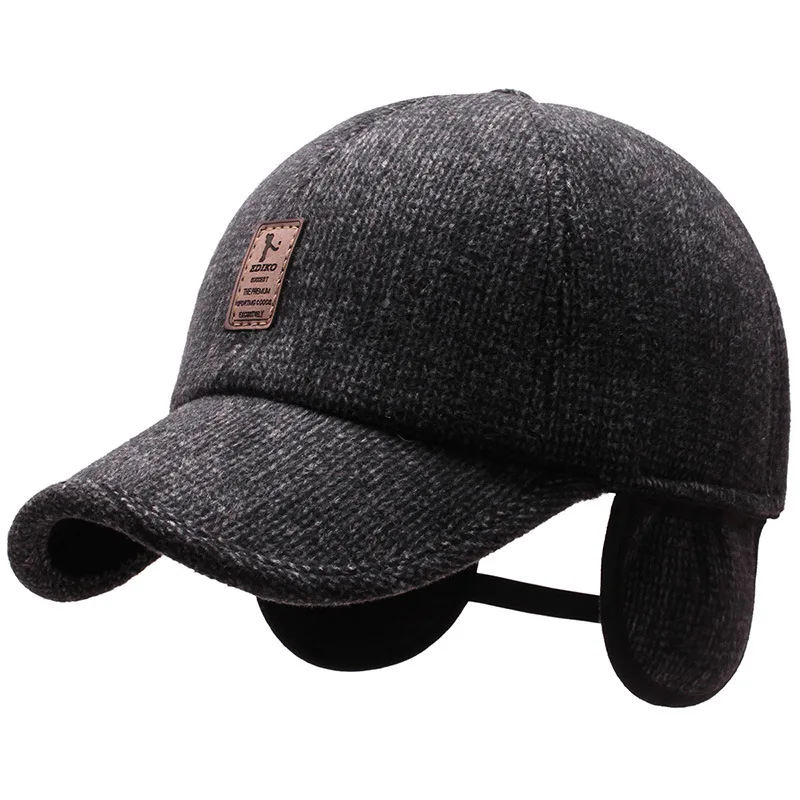 

Winter Men Baseball Caps Keep Warm Ear Protection Cotton Cap Male Outdoor Casual Snapback Dad Hats Knitted Cap For Old Men