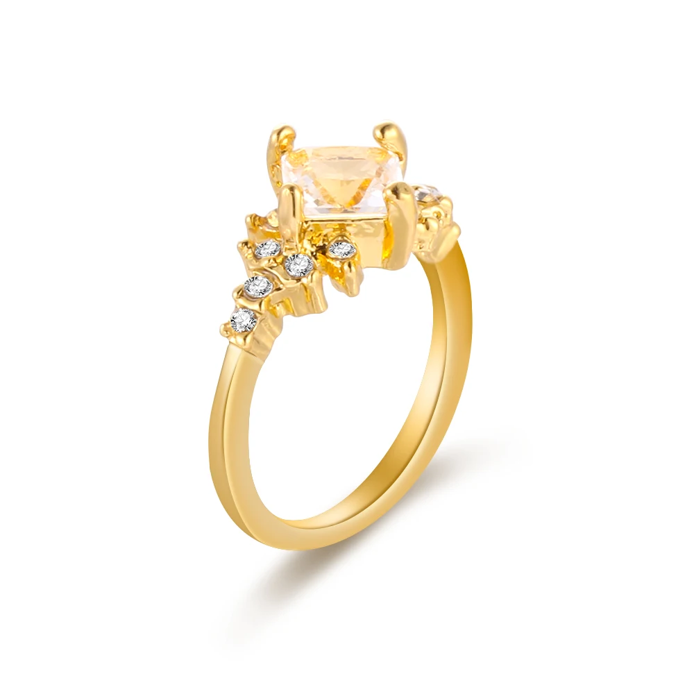 Белое квадратное инкрустационное Золотое кольцо Свадебные украшения белые