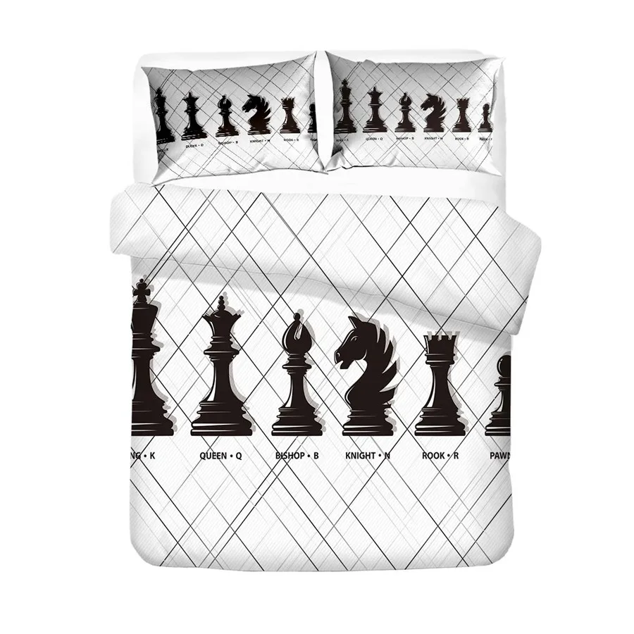 HELENGILI 3D Bedding Set International Chess Print Duvet Cover Bedcloth with Pillowcase Bed Home Textiles #GJXQ06 | Дом и сад