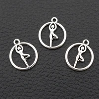 30pcs silver plated indian yoga pendant diy charm sports necklace earrings jewelry crafts metal accessories 1916mm a339