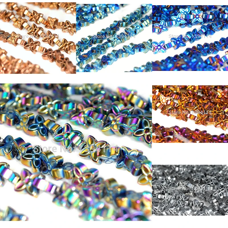 

Титановые синие/зеленые/коричневые/фиолетовые/радужные/серебряные бусины из гематита 7x7 мм, 14 дюймов, нить