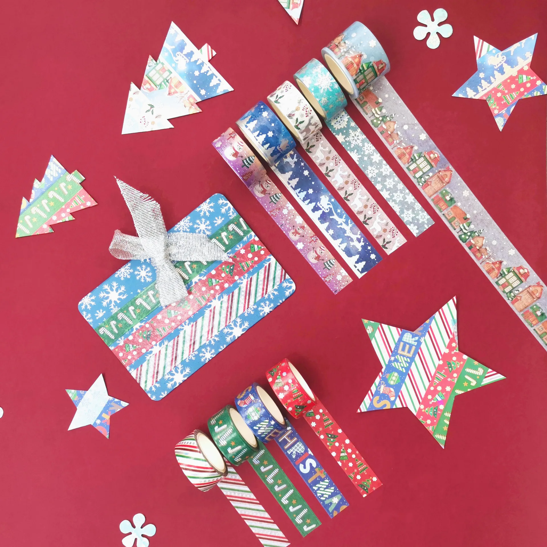 

5M 9roll/set Christmas Decorative Washi Tape Set Cute Stickers, Creative DIY Scrapbooking Gift Packaging Masking Tapes