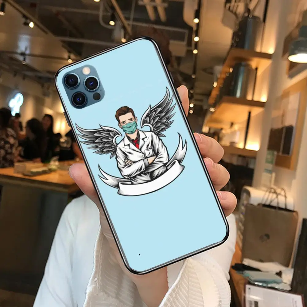Чехол для телефона Doctor angel с кардиограммой iphone 12 pro max 11 8 7 6 s XR PLUS X XS SE 2020 mini black cell