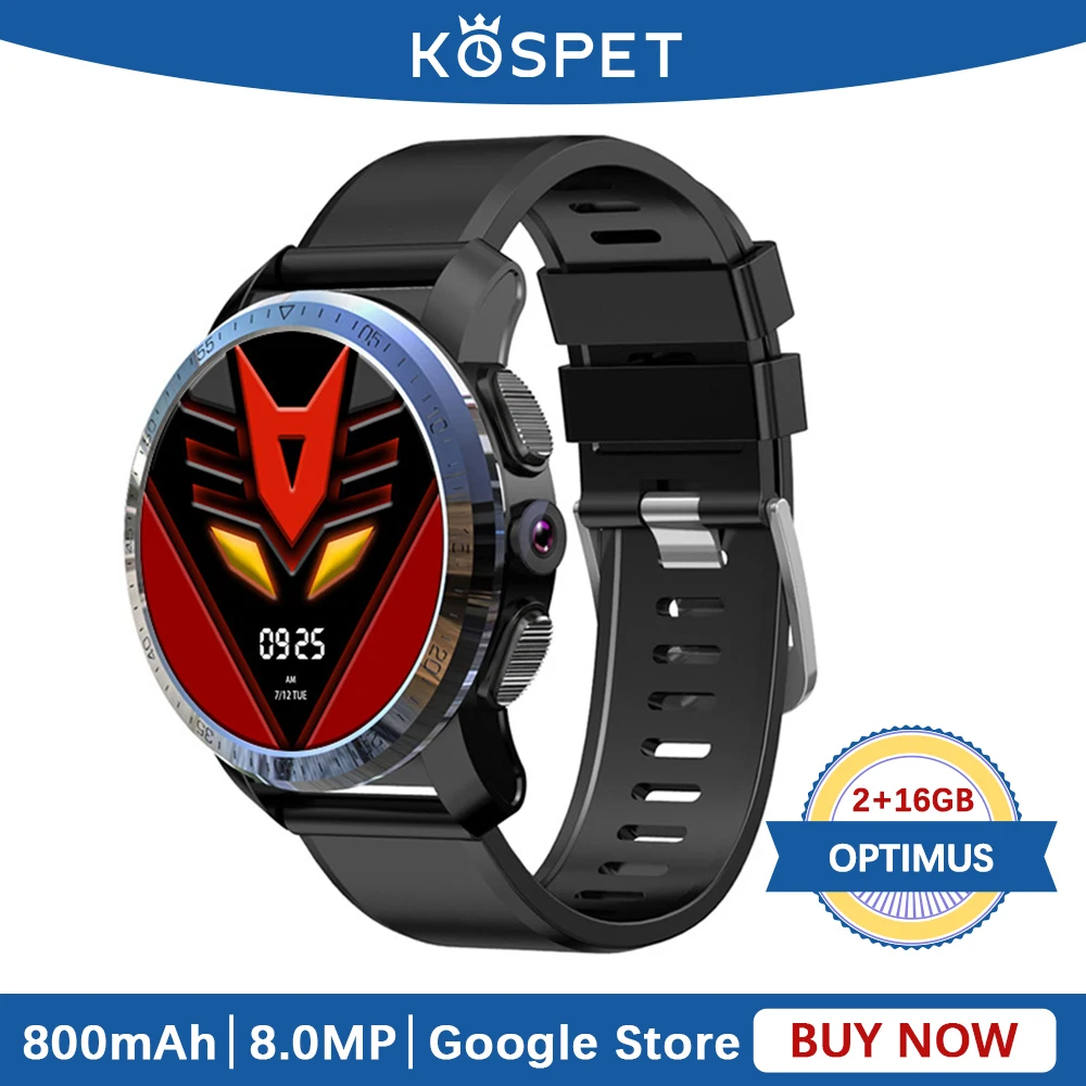 Умные часы KOSPET OPTIMUS водонепроницаемые 2 ГБ 16 камера пульсометр 4G Android Bluetooth GPS для