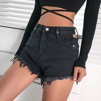 women high waist shorts summer slim sexy hollow out denim shorts gothic hip casual black wide leg shorts for female e girl punk