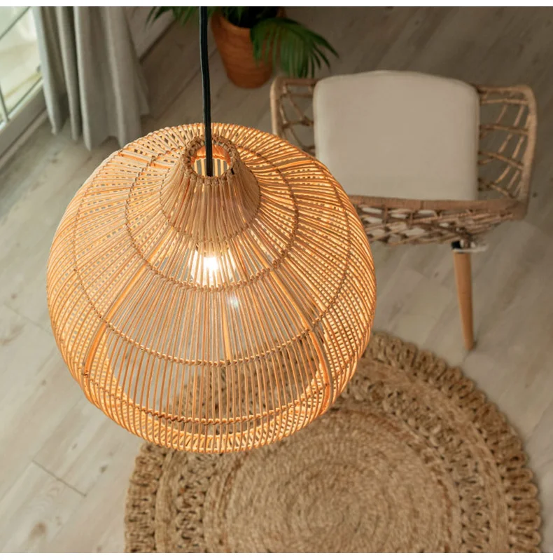 Vintage Rattan Pendant Lights Hand-woven Hanging Lamp for Living Room Decoration Dining Lamps E27 Suspension | Освещение