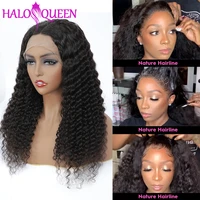 4x4 deep wave closure wig lace front human hair wigs 13x4 deep wave frontal wig brazilian curly wigs for black women 30 32 inch