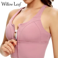 willow leaf 2021 hot women zipper push up sports brasvest underwear fitness top athletic back shockproof breathable yoga bra