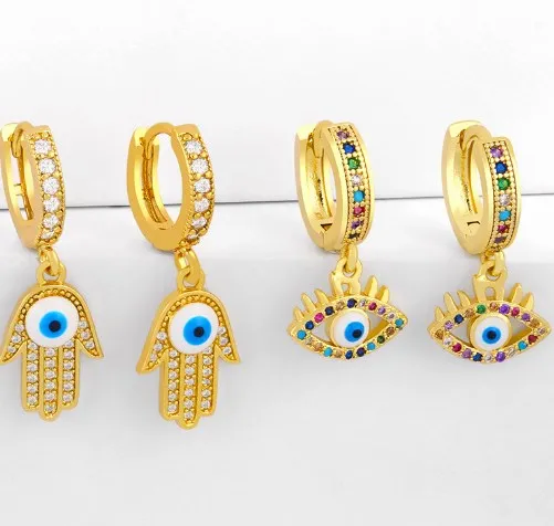 Золотистые серьги-гвоздики с фианитами hd4 | Украшения и аксессуары