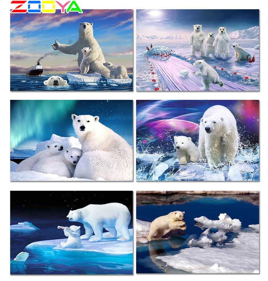 3D Алмазные картины Вышивка Животные медведь 5D готовая кристальная мозаика