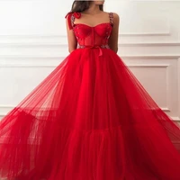 red prom dresses 2022 new women formal party night vestidos de noite elegant spaghetti straps evening gowns long abendkleider