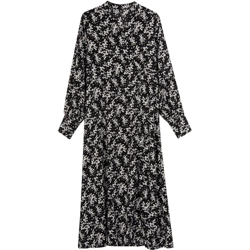 

WANYUCL autumn French retro design sense lantern sleeve streamer floral dress long sleeve skirt female temperament long skirt