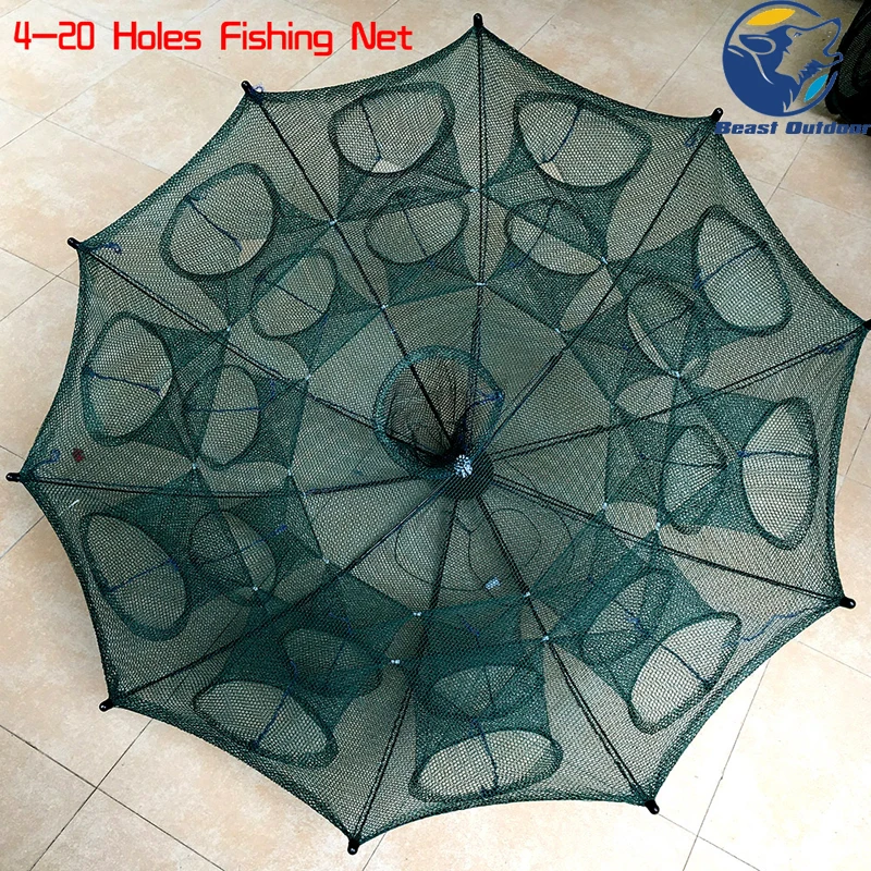 Усиленная Автоматическая рыболовная сеть с 4 20 отверстиями клетка для креветок