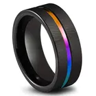 Черное кольцо из титановой нержавеющей стали, обручальное кольцо 8 мм, разноцветное Радужное кольцо для пары