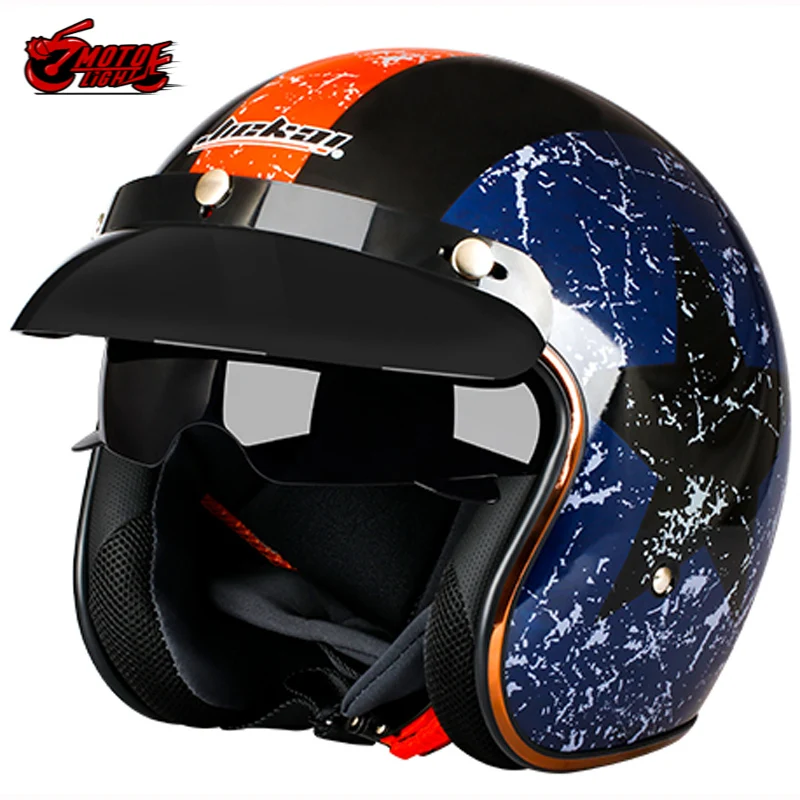 Шлем для мотоцикла JK510 3/4 защитный шлем с открытым лицом в стиле ретро езды на