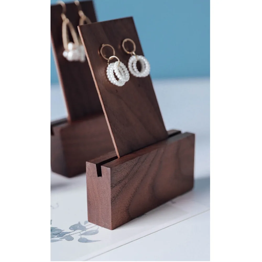 Wood Ring Display Stand Jewelry Storage Tray Ear Stud Nails Earrings Holder Photo Clip Earring | Дом и сад