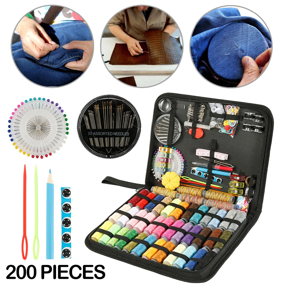 

200Pcs Multi-function Sewing Box Set Embroidery Thread Spools Kit for Traveler DIY Home Supplies Sewing Machine Accessories