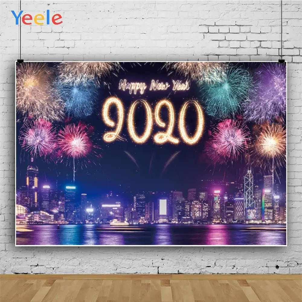 Фоны для фотосъемки Yeele с изображением фейерверка в новогоднем стиле 20-го числа