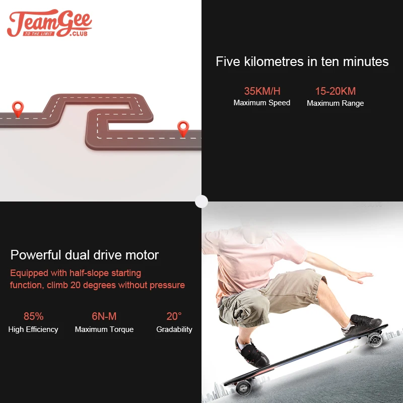 

Electric Skateboard for teamgee H5 350W*2 Remote Longboard Adult Hoverboard Electric Scooter with Bluetooth Remote