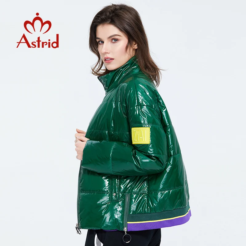 Astrid 2022 Spring Women Parka Coat Warm Jacket Women Thin Cotton Bright Colors  Short  Coat Loose  Standing Collar  ZM-3073