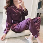 Весенне-осенняя новинка, женский кардиган большого размера с отложным воротником, имитация шелка, пижама для пары, модная повседневная домашняя одежда