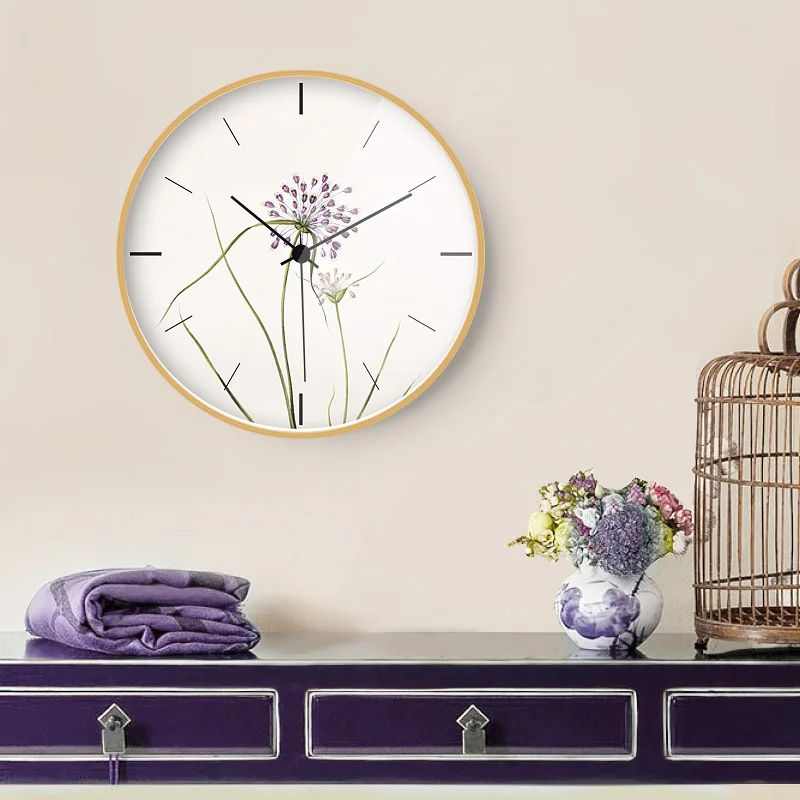 Современные бесшумные круглые Настенные часы из массива дерева с изображением