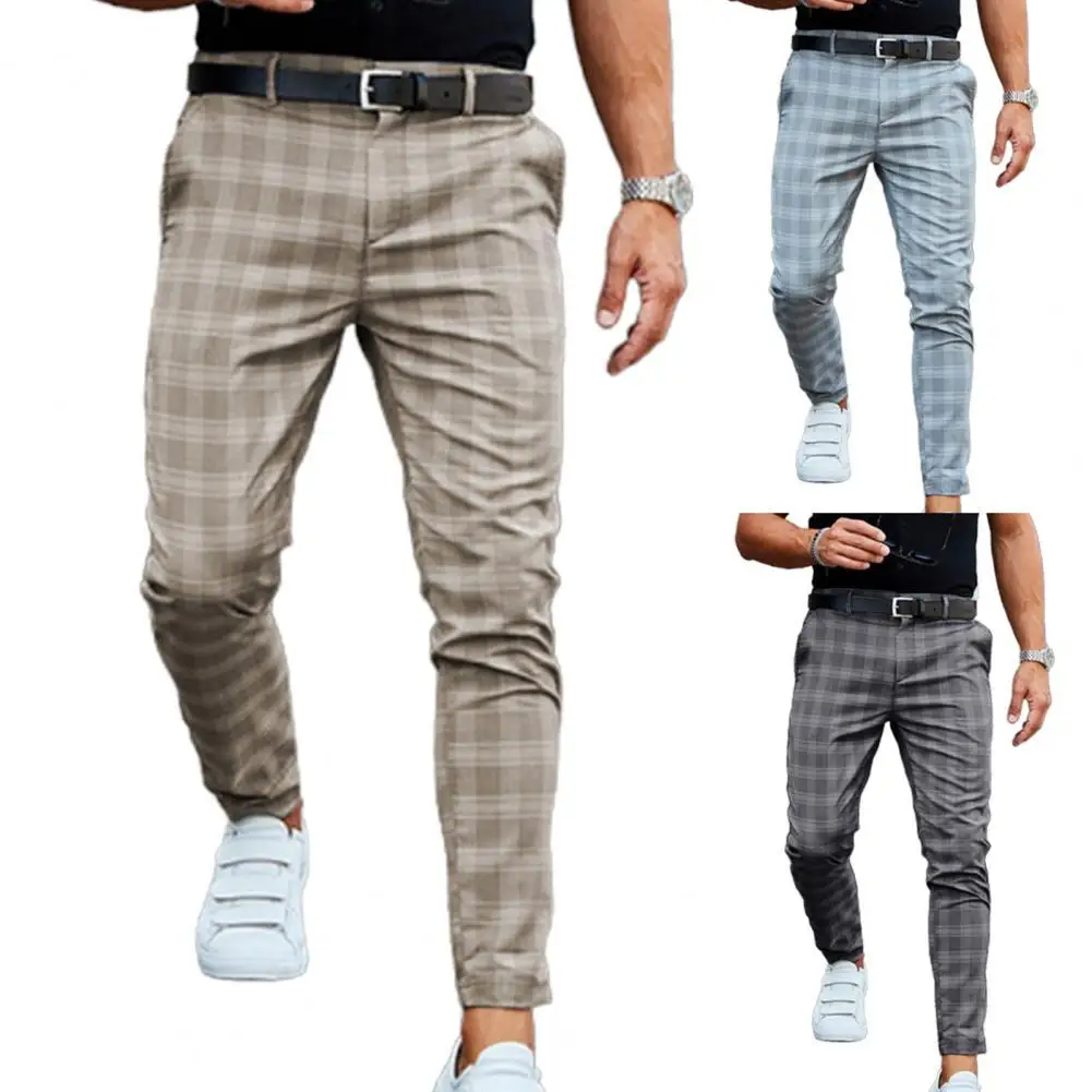 

50% Hot Sale 2021 Men Casual Pant Plaid Printed Fashionable Men Full Length Trouser for Daliy Life