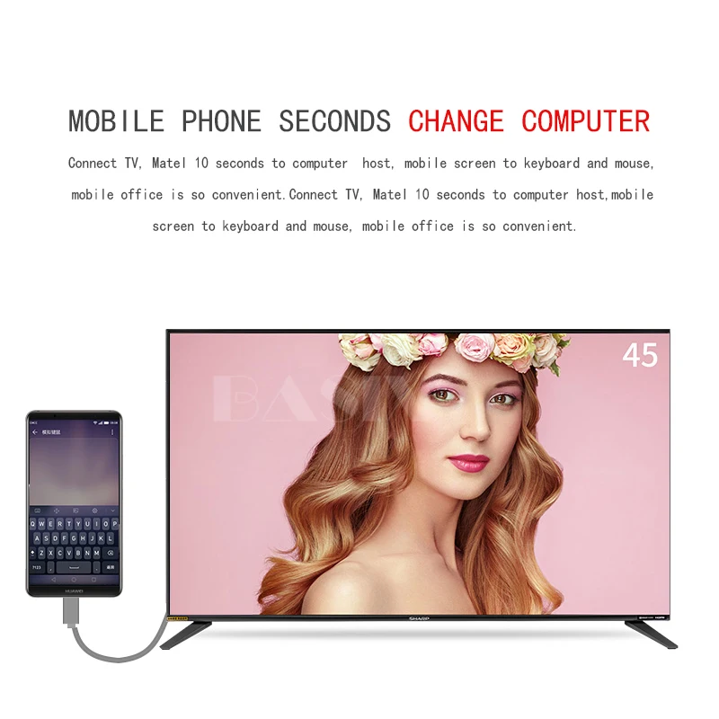 Кабель адаптер Bkscy с USB 3 1 типа C на 4K HDMI HDTV для Macbook Samsung S8 Huawei mate10 p20 pro|Кабели HDMI| |