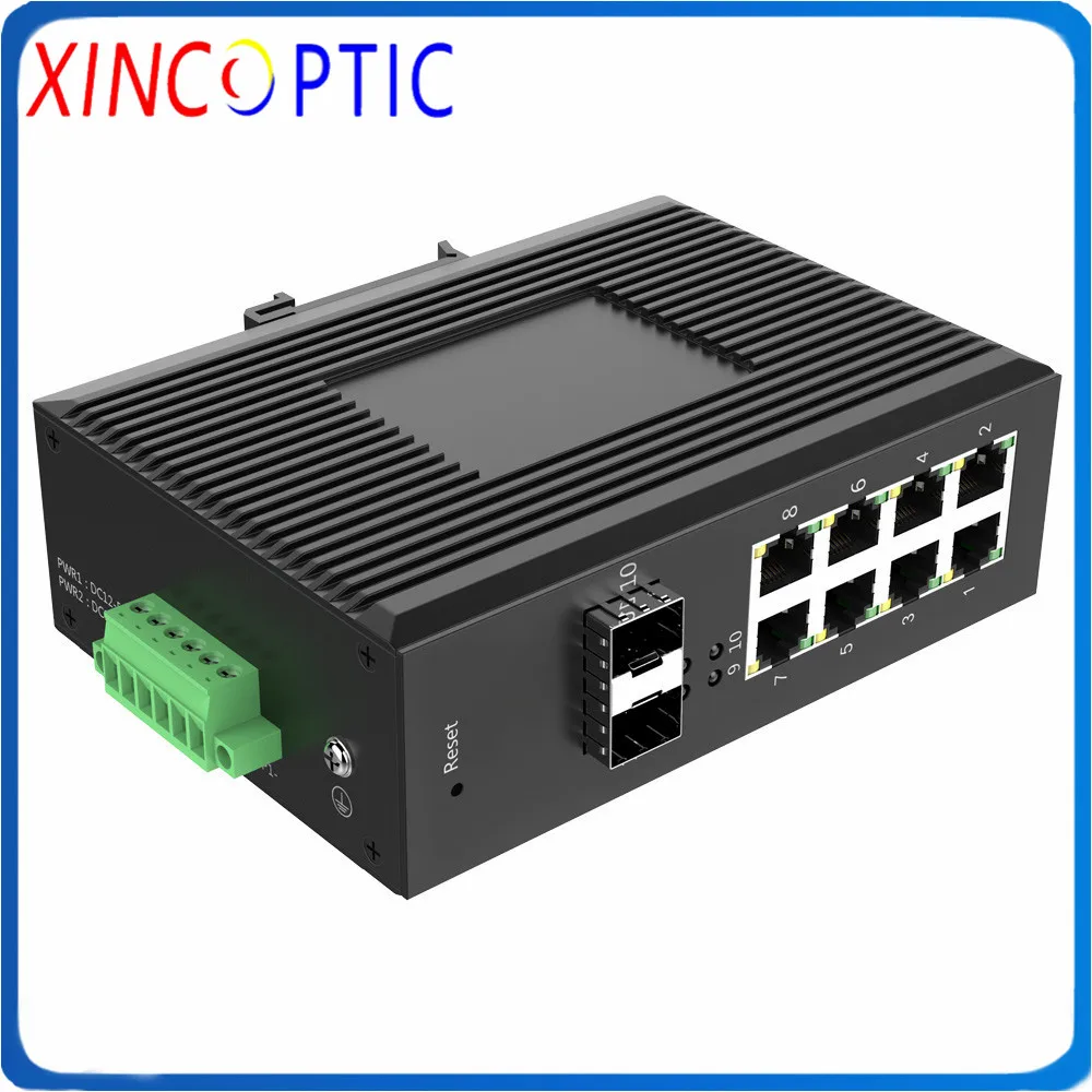 8PG + 2GF(SFP) 10-портовый 10/100/1000 м Промышленный Коммутатор PoE 2 * 1000Base-X 8*10/100/1000base-t