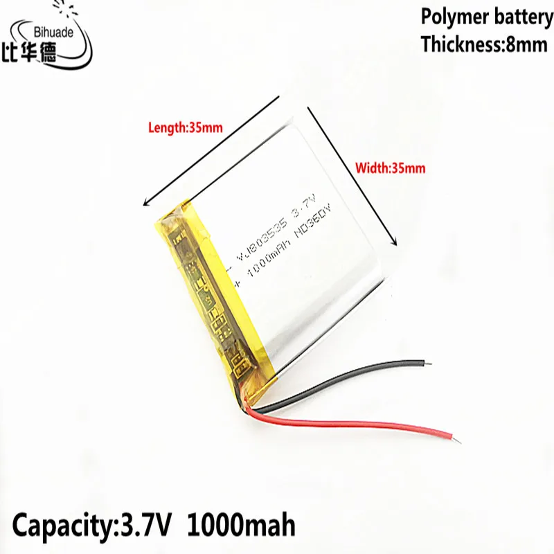 

Good Qulity Liter energy battery 3.7V,1000mAH 803535 Polymer lithium ion / Li-ion battery for tablet pc BANK,GPS,mp3,mp4