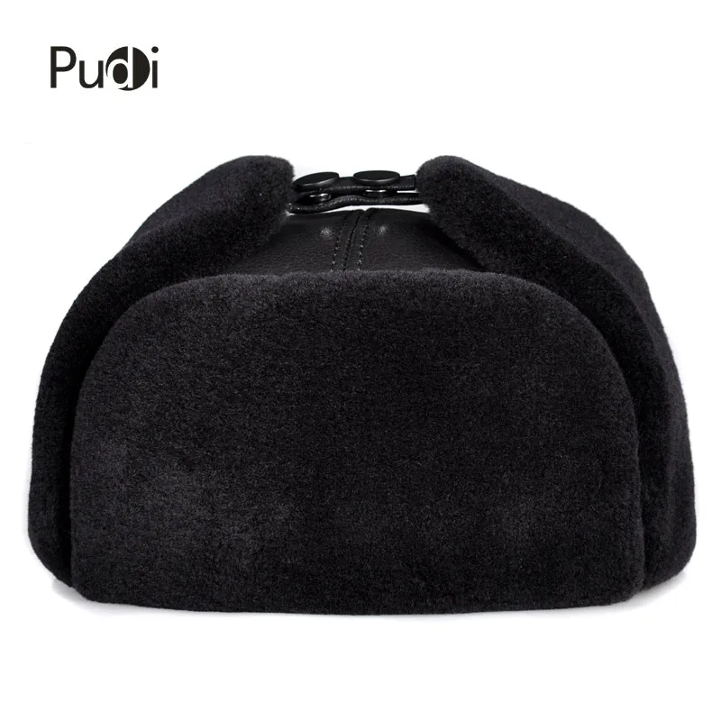 HL174-F genuine leather men's Bomber hats with earlflap Russian winter Faux  fur   Earmuffs caps  brown black colors