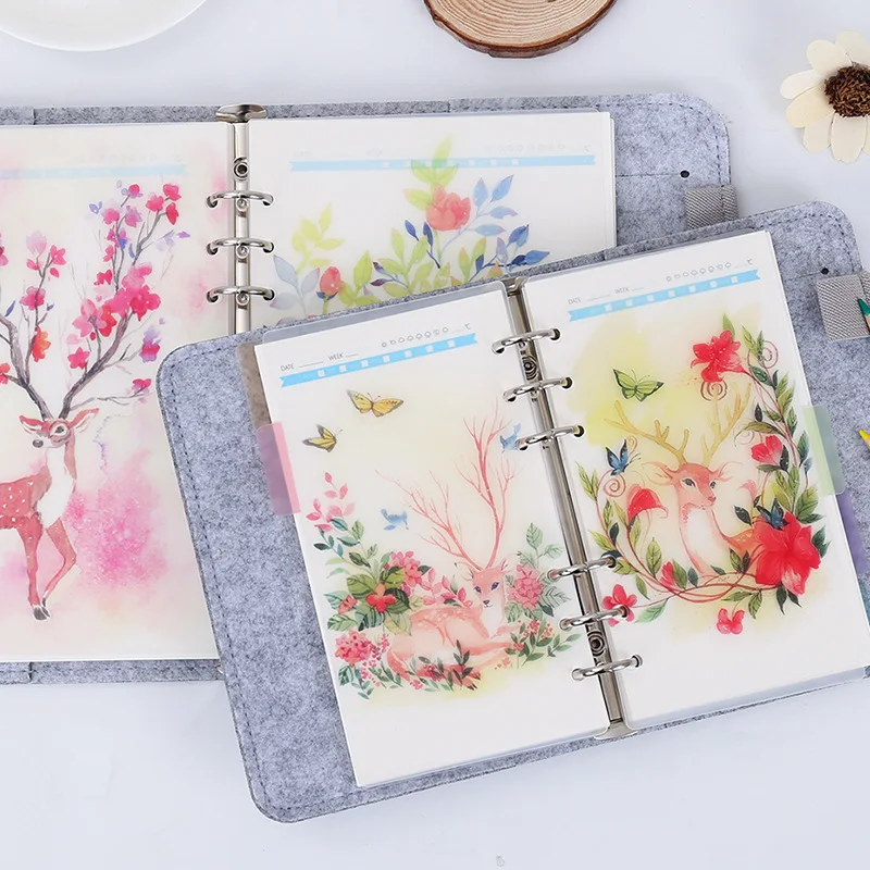 

Sharkbang 5pcs PVC Kawii Deer A5 A6 Notebook Spiral Binder Index Separator Page Index Rulers Dividers Diary Book Stationery