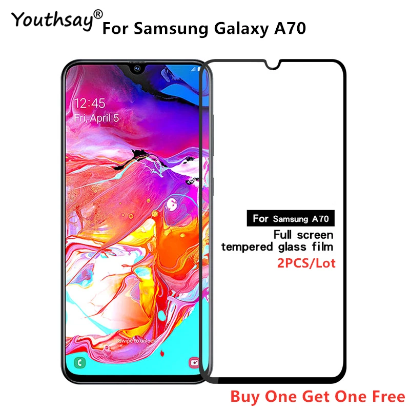 For Samsung Galaxy A70 Glass Screen Protector 2PCS Full Glue Cover Film for | Мобильные телефоны и аксессуары