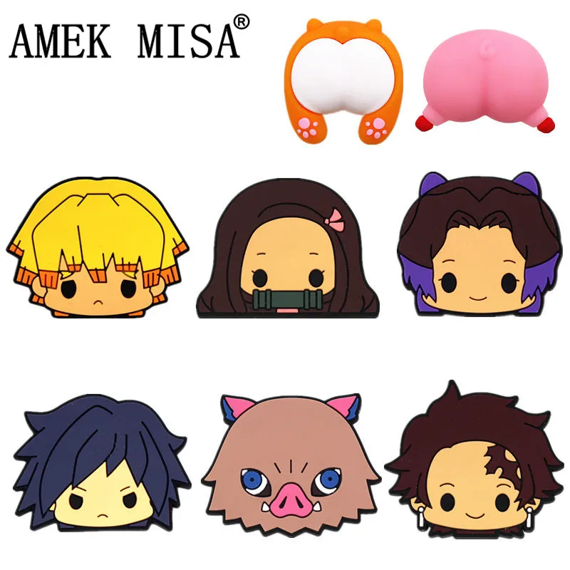 

3D Japanese Manga Shoe Chrams Accessories Stuck Corgi Pig Butt PVC Shoe Decoration Designer for croc jibz Kids X-mas Party Gifts