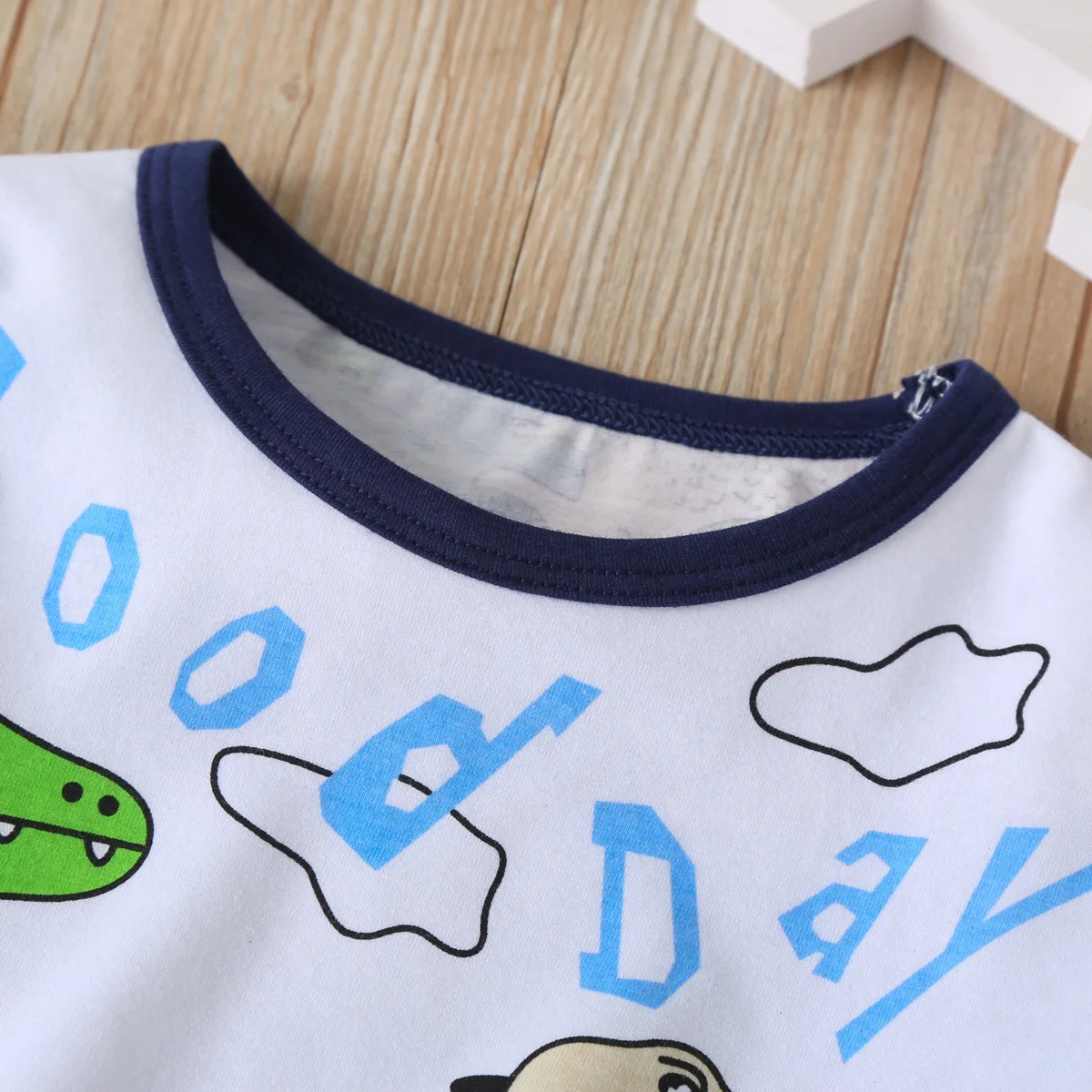 Новый детский комплект одежды с динозавром Весенняя хлопковая рубашка