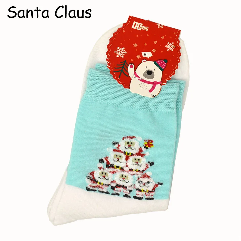 Милые рождественские носки для женщин зима 2019 Санта Клаус Рождественские Зимние