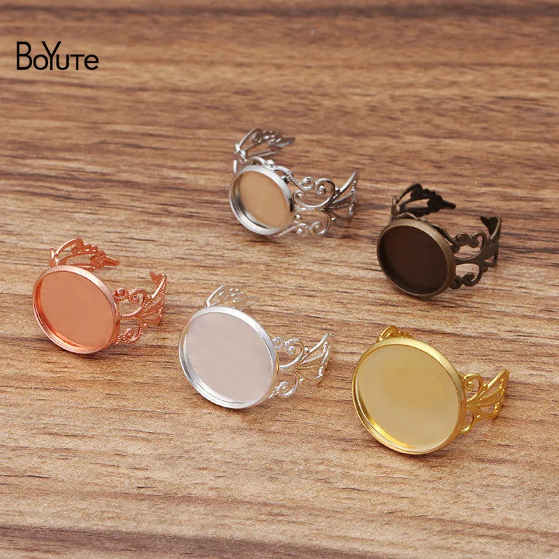 

BoYuTe (20 Pieces/Lot) Round 12MM 14MM 16MM 18MM 20MM Cabochon Base Adjustable Ring Blanks Setting Diy Jewelry Accessories