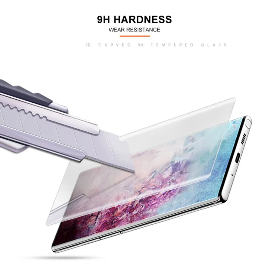 Полностью Жидкий Клей закаленное стекло для samsung Note 10 Plus 9 8 пленка УФ экран