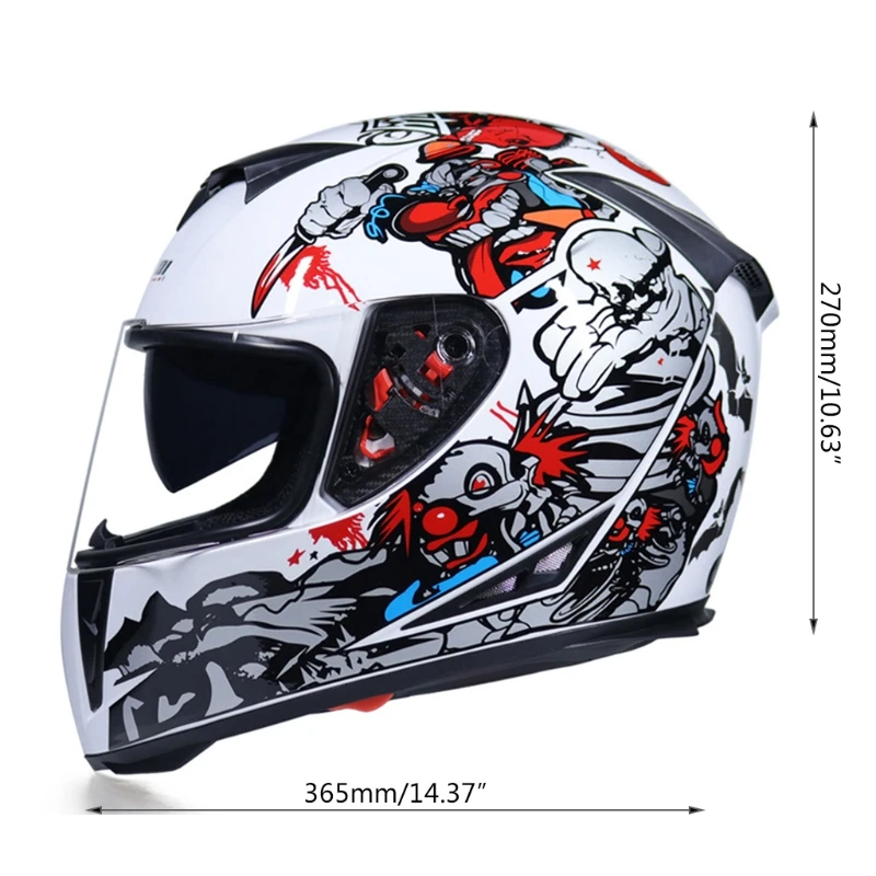 

Full Face Motorcycle Helmet Washable Lining with Dual Lens Stylish Fast Release Racing Helmet