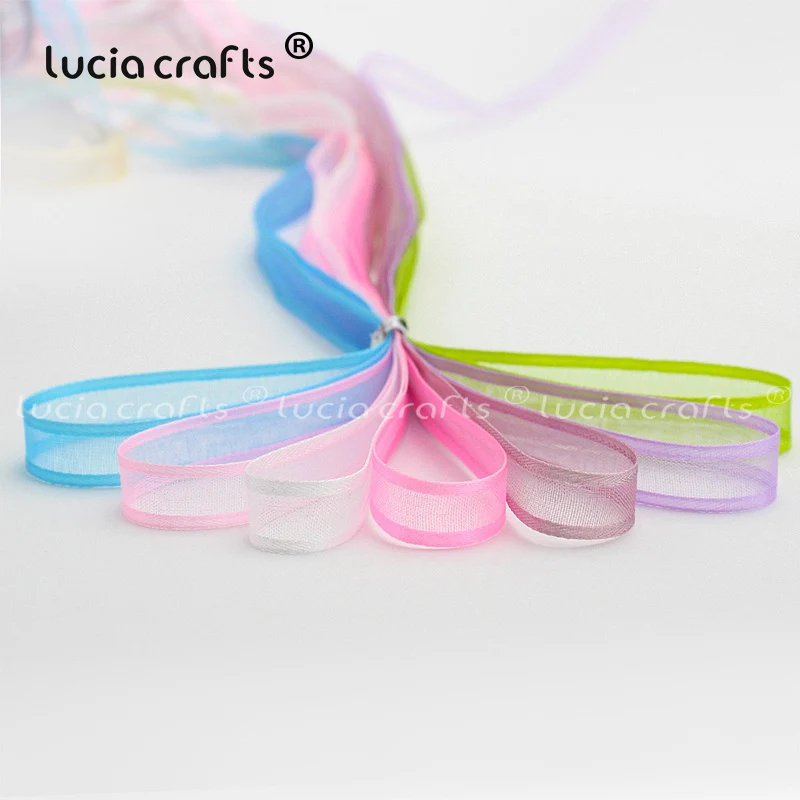 Lucia crafts разноцветные варианты 10 мм лента из органзы для одежды материалы DIY шитье и бант для волос аксессуары P0308