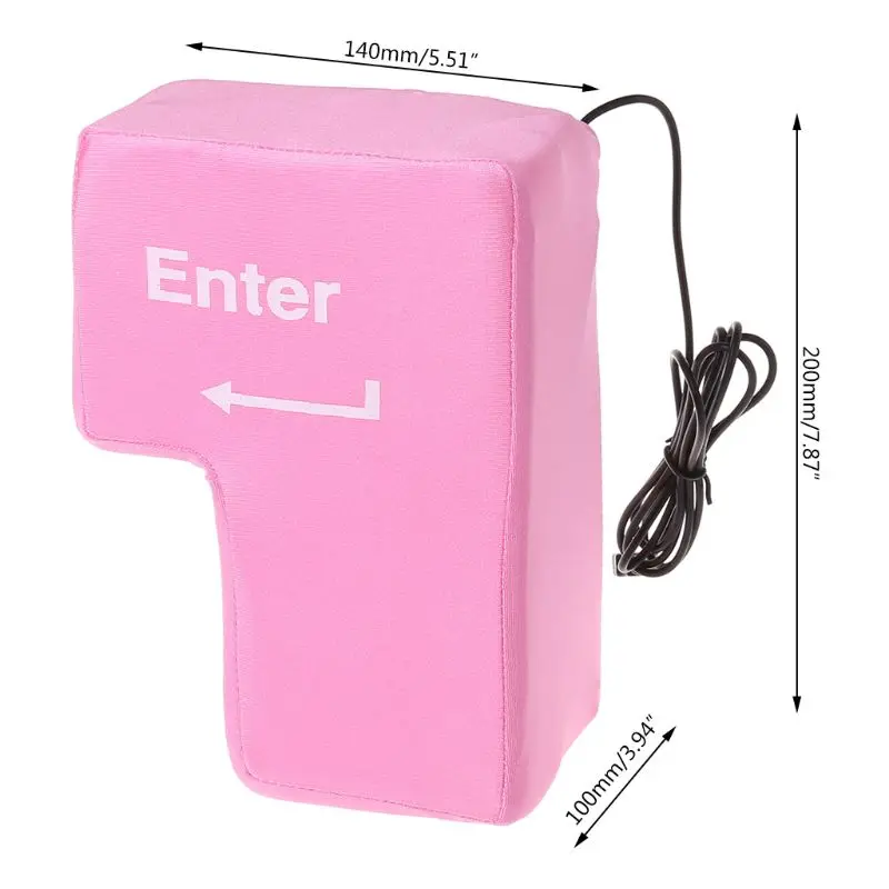 

USB Big Enter Key Decompression Large Enter Key Computer Vent Button Desktop Pillow for Programmer Stress Relief Gifts