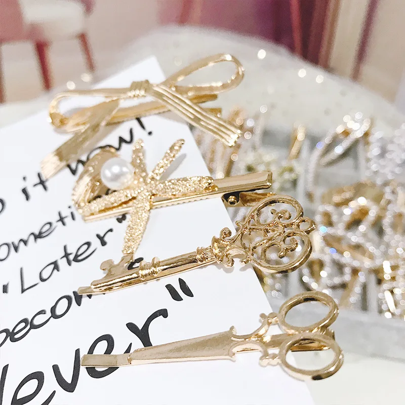 Ретро-Заколки для женщин заколки волос ножницы металлический зажим конского