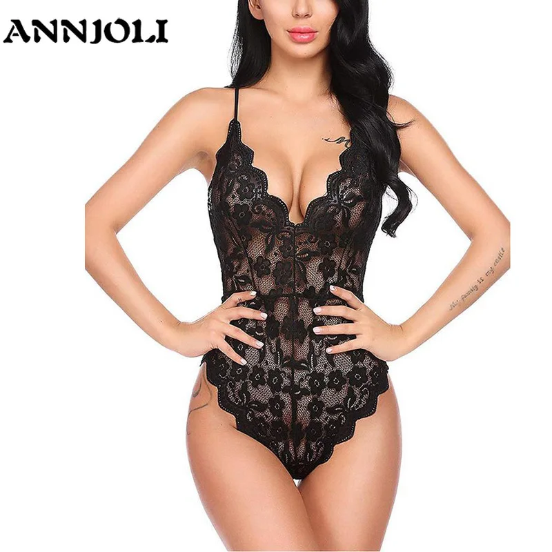 ANNJOLI Женская пикантная обувь боди С НАБОРНЫМИ БРЕТЕЛЬКАМИ кружевное Slim нижнее