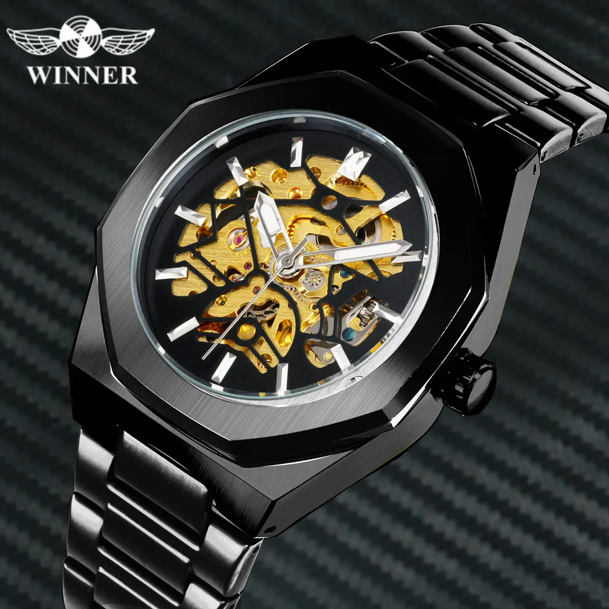 Часы наручные WINNER Мужские механические модные автоматические в стиле милитари с