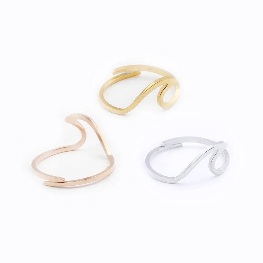 Bague Femme кольца из нержавеющей стали с океанской волной для женщин пляжные