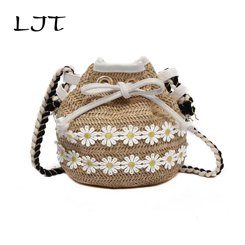 Богемные соломенные сумки для женщин 2020 тканая насосная мини сумка-ведро пляжные